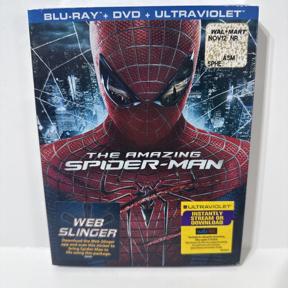 THE AMAZING SPIDER-MAN Blue Ray + DVD Ultraviolet Combo‎ Pack W/Slipcover Sealed